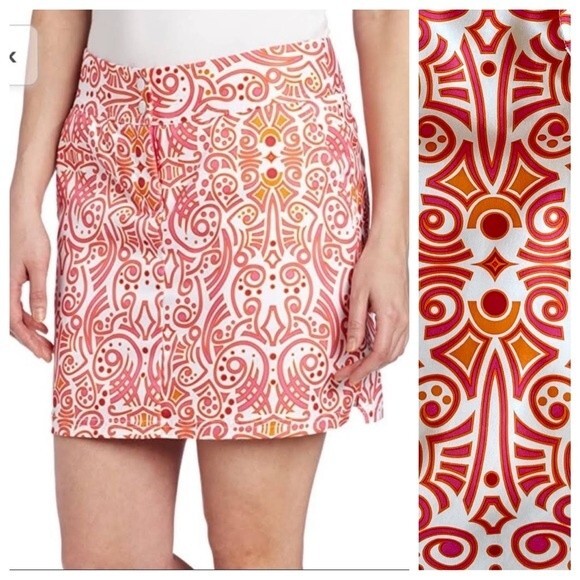 Adidas Women's Climacool Blooming Tattoo Golf Skort Skirt in Pink & Orange Sz 6 - Picture 1 of 11